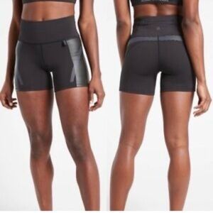 New Athleta Allyson Felix Legend Shortie Shorts 1X Black Biker Gym Women